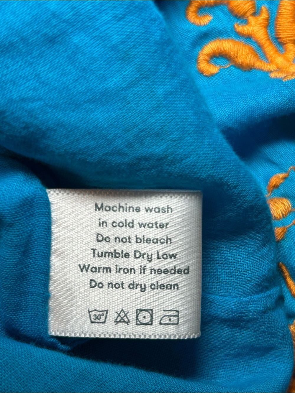 Roller Rabbit Bright Blue Cotton Tiered Dress with Orange Embroidery Size Large - Picture 13 of 13
